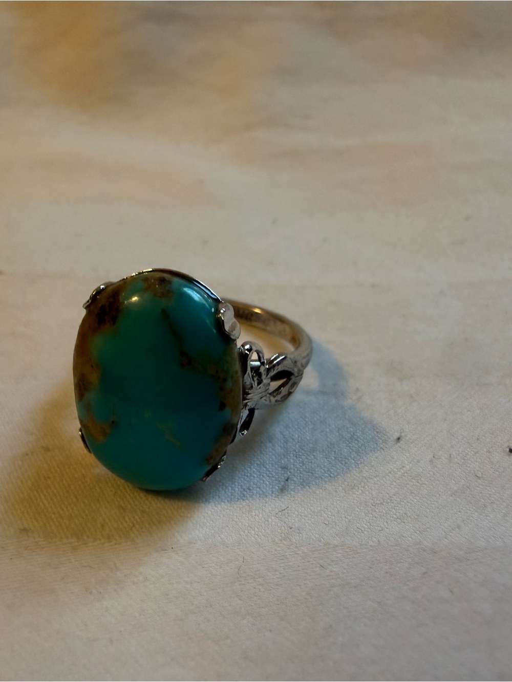 Sterling Silver Turquoise Statement Ring - Teal Green Stone - Picture 9 of 10